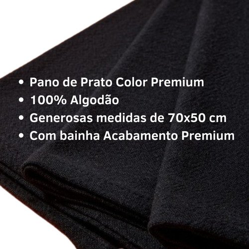 10 Panos de Prato Preto Pano Gourmet 70x50cm Kit Atacado - 4