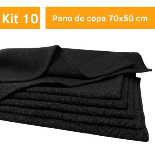 10 Panos de Prato Preto Pano Gourmet 70x50cm Kit Atacado - 2