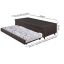 Ver imagem 3 de Bicama Box com Baú Viúva Courino Linho Marrom 120x203 com Colchão Auxiliar Ecoflex