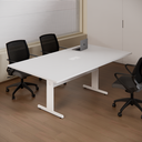 Ver imagem 1 de Mesa de Reunião Retangular 6 Lugares Pé Metálico com Caixa Tomada 200x110cm Yescasa Branco