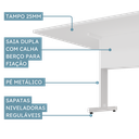 Ver imagem 5 de Mesa de Reunião Retangular 6 Lugares Pé Metálico com Caixa Tomada 200x110cm Yescasa Branco