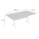 Ver imagem 3 de Mesa de Reunião Retangular 6 Lugares Pé Metálico com Caixa Tomada 200x110cm Yescasa Branco