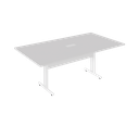Ver imagem 2 de Mesa de Reunião Retangular 6 Lugares Pé Metálico com Caixa Tomada 200x110cm Yescasa Branco