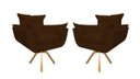 Ver imagem 1 de Kit 2 Poltronas Decorativa Opala Base Giratória Suede Marrom Mz Decor
