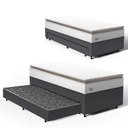 Ver imagem 1 de Cama Box com Colchão de Molas Ensacadas Pillow Top Neve + Auxiliar de Espuma Unique Solteiro 88cm