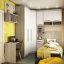 Ver imagem 1 de Guarda Roupa Solteiro de Canto com Escrivaninha Avelã Rústico com Areia Master Luciane Móveis