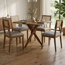 Ver imagem 2 de Mesa de Jantar Cacau com 4 Cadeiras Estofadas Encanto Linho Cinza Ornar
