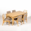 Ver imagem 1 de Conjunto Mesa de Jantar Retangular Lisboa + 6 Cadeiras Rattan Madeira Mel Linho Marrom L87 Rmi
