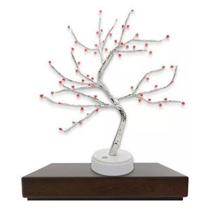 Abajur Luminária Decorativa Mesa Quarto Arvore Suíça 60 Led - Vermelho - Branco