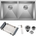 Ver imagem 1 de Cuba Dupla Inox 304 Quadrada Gourmet Plana Cozinha 780x400 com Lixeira 5L e Acessórios EuroCubas SQ8