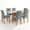 Ver imagem 2 de Conjunto de Jantar 6 Lugares com Mesa 160x80cm e Cadeiras Cinza