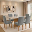 Ver imagem 1 de Conjunto de Jantar 6 Lugares com Mesa 160x80cm e Cadeiras Cinza