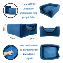 Cama Toca Iglu 3 em 1 Suede Cachorro e Gato Frio Quente Pet Tamanho G - Azul - 4
