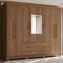 Ver imagem 1 de Guarda Roupa Casal 212cm 8 Portas com Espelho Valenza Jatobá S01 - Mpozenato