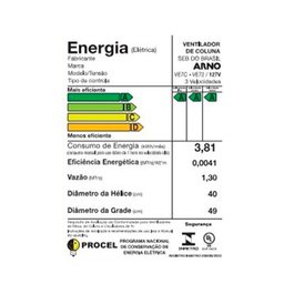 Ventilador de Coluna Arno 40cm Ve7c X-treme 7 Preto e Azul Escuro 127v - 9