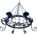 Ver imagem 2 de Lustre Redondo Luminária Pendente Teto Ferro Corrente Preto tipo lustre de roda de carro de boi MINA