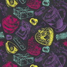 Papel de Parede Café Preto com Rabiscos Coloridos Autocolante - 3