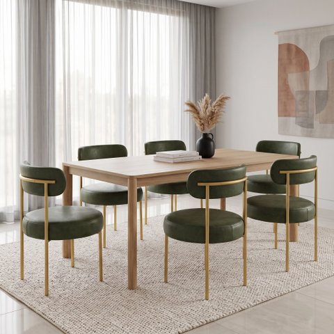 Cadeira Sala Jantar Margara Kit 6 Base Aço Dourado PU D03 - D'Rossi