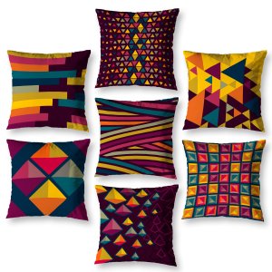 Kit 7 Almofadas Cheias 40cm X 40cm Decorativas Estampadas Digital Sala Sofá Quarto Pastilhas