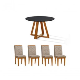 Mesa de Jantar Bela Redonda Tampo Vidro/mdf 105cm Luxo - 1