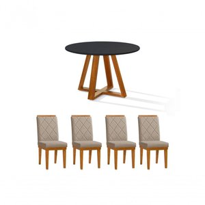 Mesa de Jantar Bela Redonda Tampo Vidro/mdf 105cm Luxo