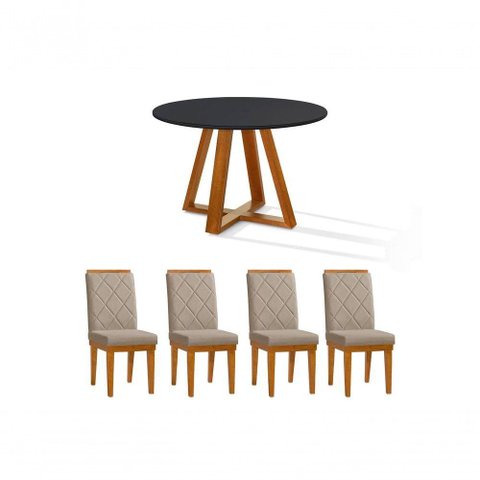 Mesa de Jantar Bela Redonda Tampo Vidro/mdf 105cm Luxo