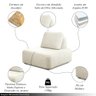 Conjunto Sala de Estar 1 Sofá Retrátil Modulado 282cm e 2 Poltronas Santiago Bouclê Branco G89 - Gra - 5