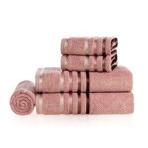 Jogo de Banho 5 Peças Fio Penteado Karsten Lumina Rosa Vintage