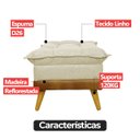 Ver imagem 7 de Puff Banqueta Almofadado Kit 2 Londres Apoio para Pés Corino e Linho Bege Base de Madeira - Arkell