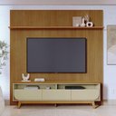 Ver imagem 1 de Painel Piso Teto New Guaporé com Rack Bancada Selene New Luna Ambiente Cumaru Opala - Madetec