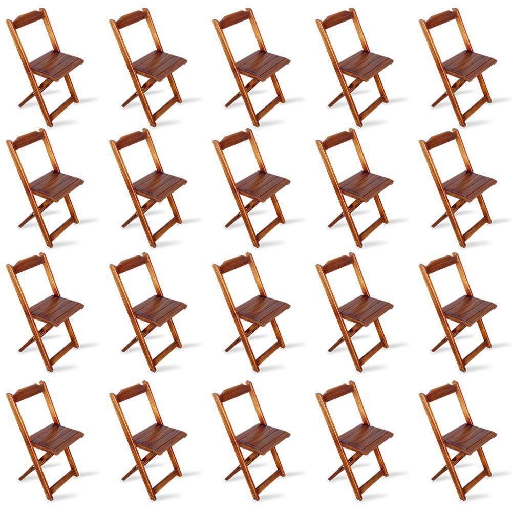 Kit 20 Cadeiras Dobrável Madeira Padrão Imbuia Cor: Marrom - 1