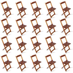 Kit 20 Cadeiras Dobrável Madeira Padrão Imbuia Cor: Marrom