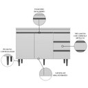 Ver imagem 3 de Balcão Gabinete Para Pia 120cm com Tampo 2 Portas Andréia Branco - AJL Móveis