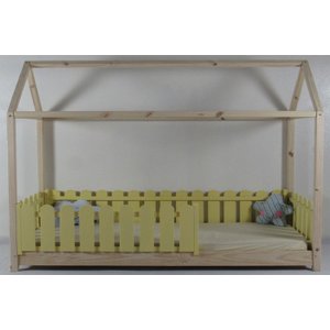 Cama Infantil Solteiro Casinha Colorida Madeira Maciça Pinus Grade Cercadinho