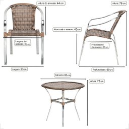 Conjunto Cadeiras Maresia Mesa Borda Trama Central Jaridm Piscina Varanda Realize Decor - 2