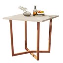 Ver imagem 2 de Mesa de Jantar 80x80 4 Lugares Valence Industrial Pés em Aço - Cobre/off White