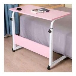 Mesa Mesinha Lateral Cama Multiuso Notebook Café Porta Copo:rosa - 1