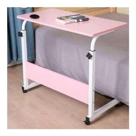 Mesa Mesinha Lateral Cama Multiuso Notebook Café Porta Copo:rosa