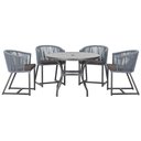 Ver imagem 1 de Mesa com 4 Cadeiras e Noronha Estofado 11 Trama Original Prata