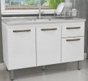 Ver imagem 2 de Balcão Gabinete 1,19 Dacheri Copa sem Tampo Branco/branco