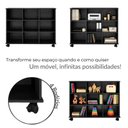 Ver imagem 3 de Nicho Organizador Estante para Livros Multiuso 9 Nichos com Rodízios Expositor para Loja, Sala e Hom