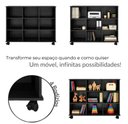 Ver imagem 3 de Nicho Organizador Estante para Livros Multiuso 9 Nichos com Rodízios Expositor para Loja, Sala e Hom