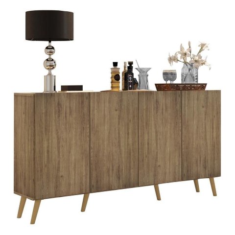 Aparador Buffet 4 Portas Retrô Veneza Multimóveis V3556 Rustic/Natural Rustic/Natural