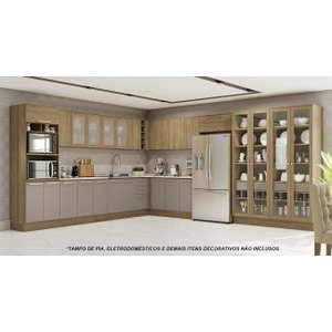 Armário de Cozinha Modulada Completa de Canto 19 Peças 3,10x4,18m 301 Botanic Kappesberg