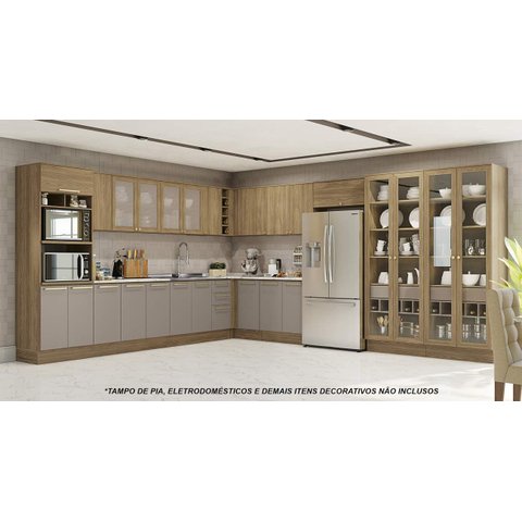 Armário de Cozinha Modulada Completa de Canto 19 Peças 3,10x4,18m 301 Botanic Kappesberg