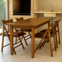 Ver imagem 2 de Kit com 4 Cadeiras Dobráveis em Madeira Castanho com Assento Estofado 1003 – Preebel Courino Telha