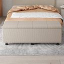 Ver imagem 2 de Baú Sapateira Estofada Queen Size 160 Cm Marte Linho Bege Skybox