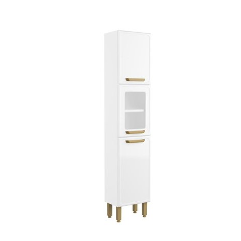 Armário de Aço 3 Portas 1 Vidro Branco Bella Bertolini