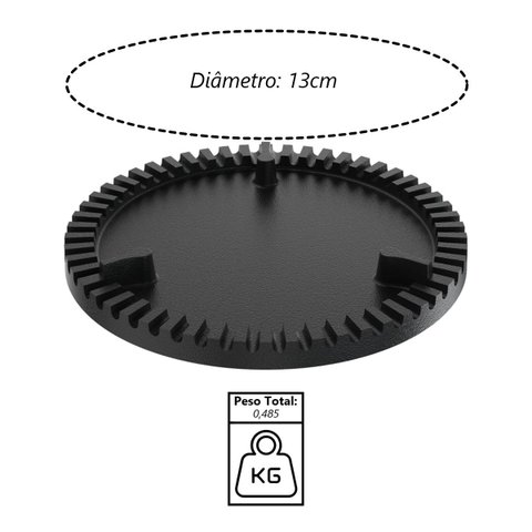 Espalha Chama Fogão Industrial Queimador Simples Ferro 13cm