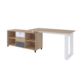 Escrivaninha Industrial para Escritório e Home Office em L 3 Gavetas 4 Nichos Home Office  - 18